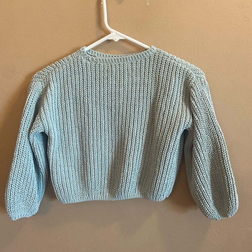 H&M Soft Chunky-knit Sweater light moss green girls 5T/6 100 polyester